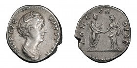 Diva Faustina I, Wife of Antoninus Pius. Denarius; Diva Faustina I, Wife of Antoninus Pius; Died 140 AD, Denarius, Rome, 3.35g. BM-298, C-159 (12 Fr.)...