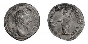 Marcus Aurelius. Denarius; Marcus Aurelius; 161-180 AD, Denarius, Rome, 168 AD, 3.56g. BM-453, C-892, RIC-178. Obv: M ANTONINVS AVG - ARM PARTH MAX La...