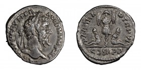 Septimius Severus. Denarius; Septimius Severus; 193-211 AD, New-style Eastern Mint, 198 AD, Denarius, 2.93g. BM-627, C-369 corr., RIC-496a. Obv: L SEP...