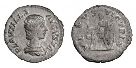 Plautilla. Denarius; Plautilla; Rome, 204 AD, Denarius, 1.88g. BM-429, C-25, RIC-369. Obv: PLAVTILLA - AVGVSTA Bust draped r. Rx: VENVS - VICTRIX Plau...