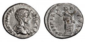 Geta as Caesar. Denarius; Geta as Caesar; 198-209 AD, New-style Eastern Mint, 198 AD, Denarius, 2.16g. BM-689, C-192, RIC-96. Obv: L SEPTIMIVS - GETA ...