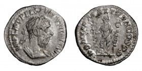 Macrinus. Denarius; Macrinus; 217-218 AD, Rome, c. Feb.-April 218 AD, Denarius, 3.44g. C-86, RIC-34, bust var. of BM-53. Obv: IMP CAES M OPEL SEV MACR...