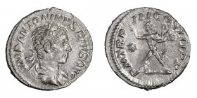 Elagabalus (218-222 AD). Denarius; Elagabalus (218-222 AD); Rome, 220 AD, Denarius, 3.10g. BM-179, C-154, RIC-28. Obv: IMP ANTONINVS PIVS AVG Bust lau...