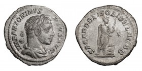 Elagabalus (218-222 AD). Denarius; Elagabalus (218-222 AD); Rome, 221-2 AD, Denarius, 2.68g. BM-225, C-246, RIC-131. Obv: IMP ANTONINVS - PIVS AVG Por...