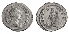 Elagabalus (218-222 AD). Denarius; Elagabalus (218-222 AD); Branch Mint, 219 AD, Denarius, 2.85g. RIC-130, C-244, BM-158. Obv: IMP ANTO - NINVS AVG Bu...