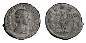 Aquilia Severa. Denarius; Aquilia Severa; Rome, 220-221 AD, Denarius, 3.86g. BM-185, C-2 (20 Fr.), RIC-225. Obv: IVLIA AQVILIA SEVERA AVG Bust draped ...