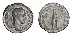 Severus Alexander. Denarius; Severus Alexander; 222-235 AD, Denarius, Rome, 228 AD, 2.73g. BM-499, C-191(5 Fr.), RIC-208 (Scarce). Obv: Shorter second...
