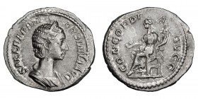 Orbiana. Denarius; Orbiana; Rome, c. 226 AD, Denarius, 2.50g. BM-287, C-3 (20 Fr.), RIC-321. Obv: SALL BARBIA - ORBIANA AVG Bust draped r. wearing ste...