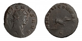 Gallienus. Antoninianus; Gallienus; 253-268 AD, Rome, c. 266-8 AD, Antoninianus, 2.87g. Göbl-729b (27 spec.), Cunetio-1367 (3 spec.), C-317 (3 Fr.), R...