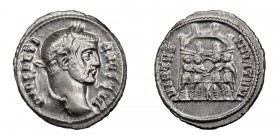 Diocletian. Argenteus; Diocletian; 284-305 AD, Rome, c. 294 AD, Argenteus, 3.54g. RIC-27a (R), RSC-516†e. Obv: DIOCLETI - ANVS AVG Head laureate r. Rx...