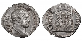Maximianus. Argenteus; Maximianus; 286-305 AD, Rome, c. 294 AD, Argenteus, 2.62g. RIC-27b (R ), Jelocnik-pl. VIII.7, C-622 (8 Fr.). Obv: MAXIMI - ANVS...