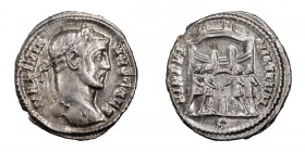 Galerius as Caesar. Argenteus; Galerius as Caesar; 293-305 AD, Rome, c. 295-7 AD, Argenteus, 3.03g. RIC-42b (S ), Jelocnik-pl. XI.6-8 and 12, C-219 (1...