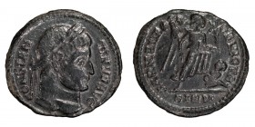 Constantine I. Follis; Constantine I; 307-337 AD, Sirmium, 324-5 AD, Follis, 2.47g. RIC-48 (c3). Obv: CONSTAN - TINVS AVG Head laureate r. Rx: SARMATI...