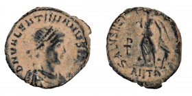 Valentinian II. AE 4; Valentinian II; 375-392 AD, Antioch, 388-392 AD, AE 4, 1.48g. RIC-67a (S), mintmark 2, officina ?=4. Obv: D N VALENTINIANVS P F ...