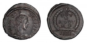 Theodosius I. AE 4; Theodosius I; 379-395 AD, Heraclea, 379-83 AD, AE 4, 1.28g. RIC-19c (C), mintmark 1, officina A=1; C-68 (C). Obv: D N THEODO - SIV...