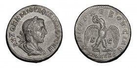 Philip I. Tetradrachm; Philip I; 244-249 AD, probably struck at Rome for use in Syria, 248 AD, Tetradrachm, 11.46g. Prieur-304 (60 spec.), McAlee-899....
