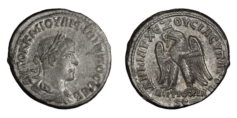 Philip II as Augustus. Tetradrachm; Philip II as Augustus; 247-249 AD, Antioch, ...