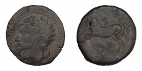 Numidia, Masinissa. AE 26; Numidia, Masinissa; 208-148 BC and later, AE 26, 12.41g. SNG Cop-506, Sear-6597. Obv: Laureate head of king l., with pointe...