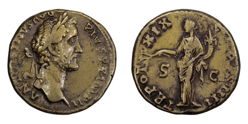 Antoninus Pius. Sestertius; Antoninus Pius; 138-161 AD, Rome, 156 AD, Sestertius...