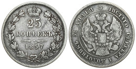 Poland XIX century / Russia 
POLSKA / POLAND / POLEN / RUSSIA / RUSSLAND / РОССИЯ

Polska XIX w./Rosja. 25 Kopek (kopeck) 1857 MW, Warszawa/ Warsaw...