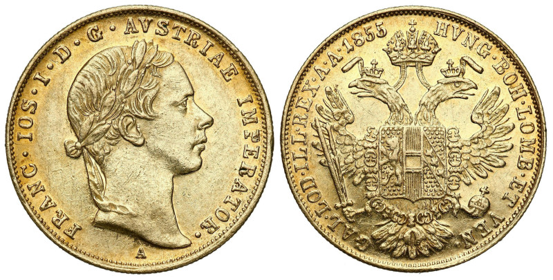 World coins 
Austria. Franz Joseph. Ducat (Dukaten) 1855 A, Vienna 

Atrakcyj...