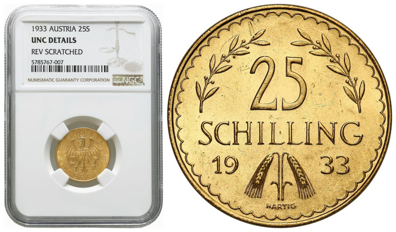 World coins 
Austria. 25 shillings 1933 NGC UNC 

Wyśmienicie zachowane.Złota...