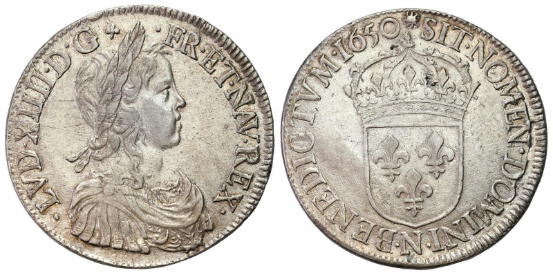 World coins 
France. Louis XIV le Roi Soleil. cu ? la m?che longue 1650, La Roc...