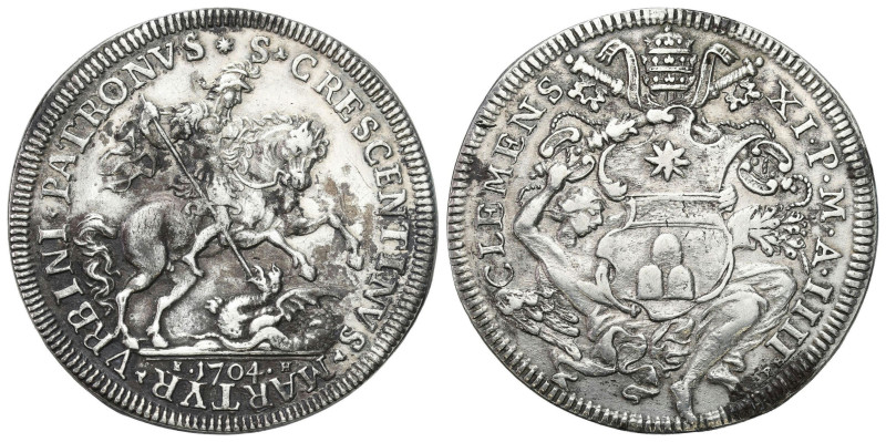 World coins 
Italy, Vatican City. Clemens XI (1700-1721). 1/2 Piaster 1704 - II...