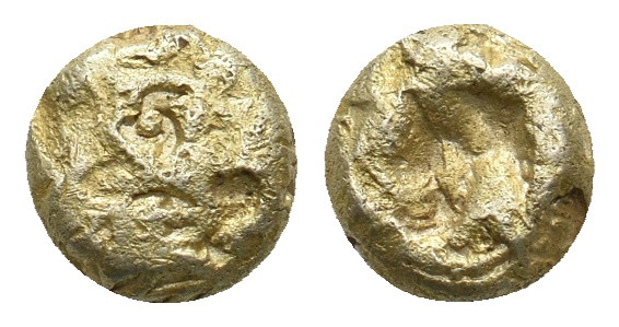 KINGS OF LYDIA. Alyattes (Circa 610-560 BC). EL Hemihekte. 1.15g 7.1m