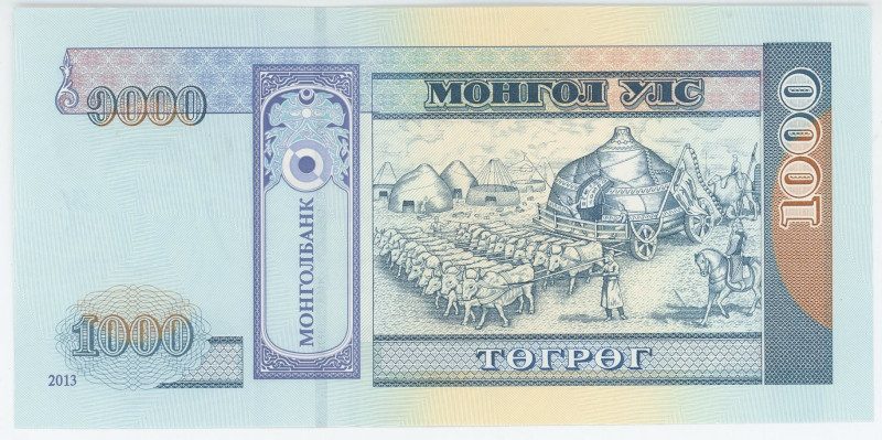 Mongolia 1000 Tugrik 2013 Proof

P# 67d, N# 203147; UNC