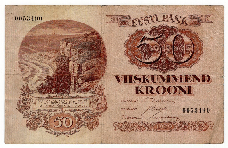 Estonia 50 Krooni 1929

P# 65, N# 226622; # 53490; VF