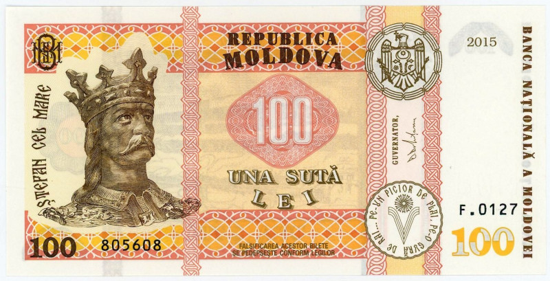 Moldova 100 Lei 2015

P# 25, N# 215905; # F0059 217496; UNC