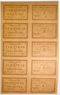 Russia - Urals Lysva 10 x 3 Roubles 1918 (ND) Complete Uncut Sheet