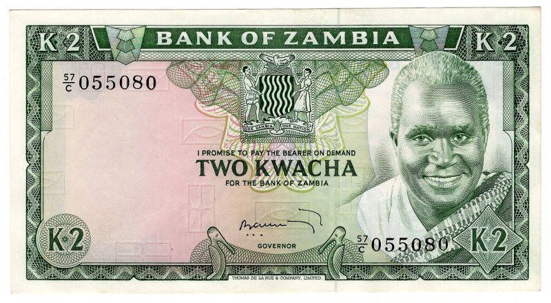 Zambia 2 Kwacha 1974 (ND)

P# 20a, N# 213336; # C/57 055080; UNC-