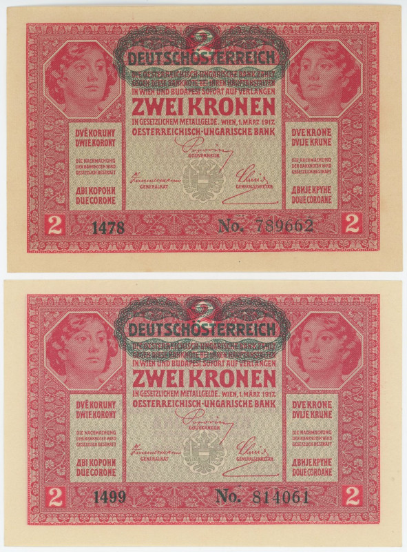 Austria 2 x 2 Kronen 1917

P# 50, N# 202742; # 1499 814061; Overprint "DEUTSCH...