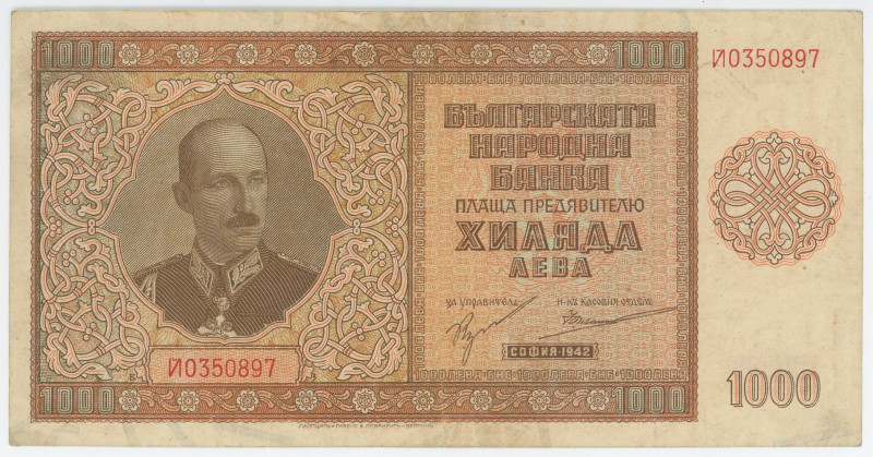 Bulgaria 1000 Leva 1942

P# 61, N# 203568; # Й0350897; VF