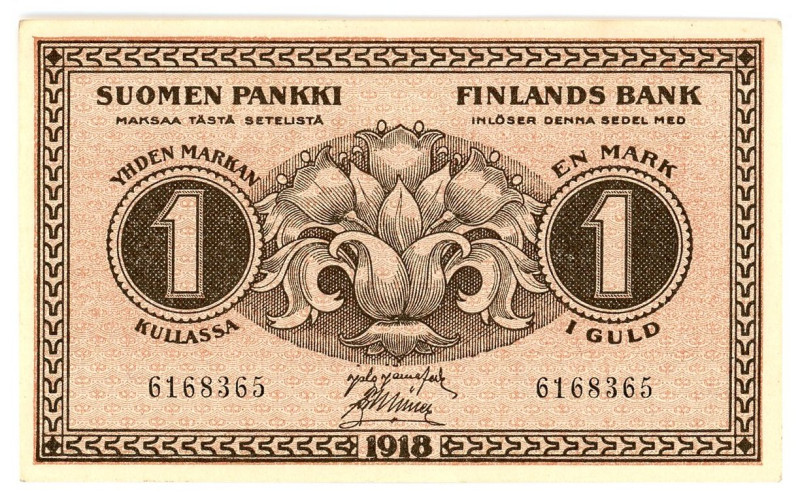 Finland 1 Markka 1918

P# 35, N# 214691; # 6168365; AUNC+