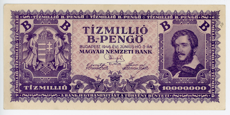 Hungary 10 Million B-Pengo 1946

P# 135, XF