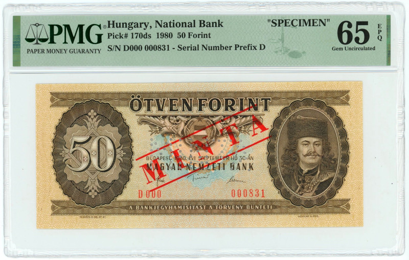 Hungary 50 Forint 1980 Specimen PMG 65 EPQ Gem UNC

P# 170ds, N# 207269; # D00...