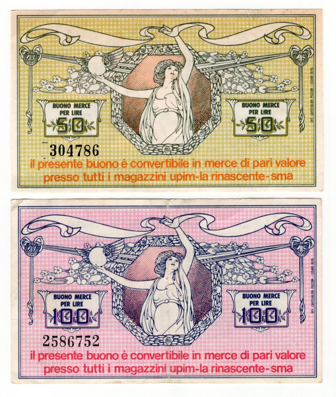 Italy Trade Voucher Upim-La Rinascent-SMA 50 - 100 Lire (ND)

VF/XF