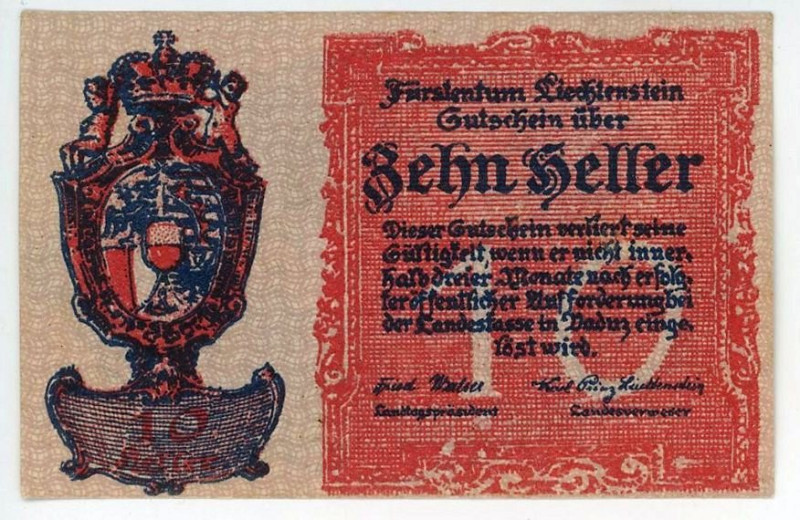 Liechtenstein 10 Heller 1920

P# 1, UNC