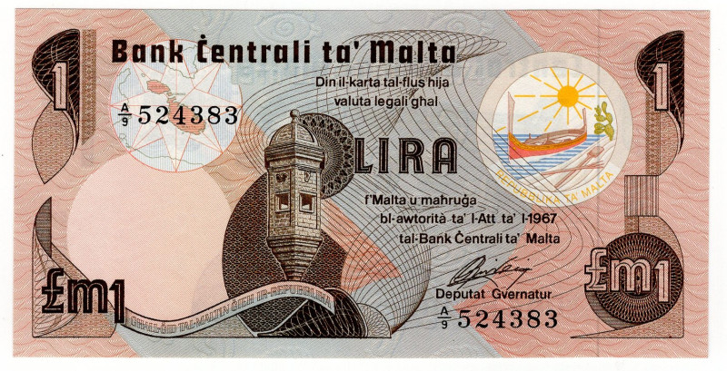 Malta 1 Lira 1979

P# 34, N# 206731; # A/9 524383; UNC