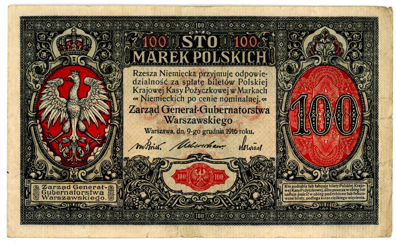 Poland 100 Marek 1916

P# 15b, N# 277955; # A1615705; VF