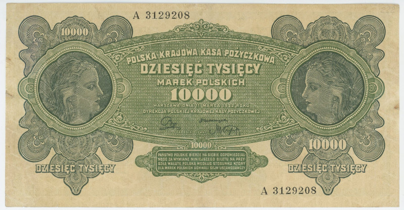 Poland 10000 Marek 1922

P# 32, N# 211262; # A 3129208; XF+, Crispy