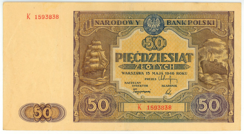 Poland 50 Zlotych 1946

P# 128, N# 223434; # K 1593838; F+