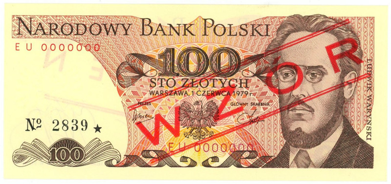 Poland 100 Zlotych 1979 Specimen

P# 143s, N# 203926; # EU 0000000 2839; UNC