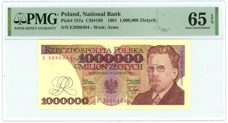 Poland 1000000 Zlotych 1991 PMG 65 EPQ Gem UNC

P# 157a, N# 235790; # E3890404