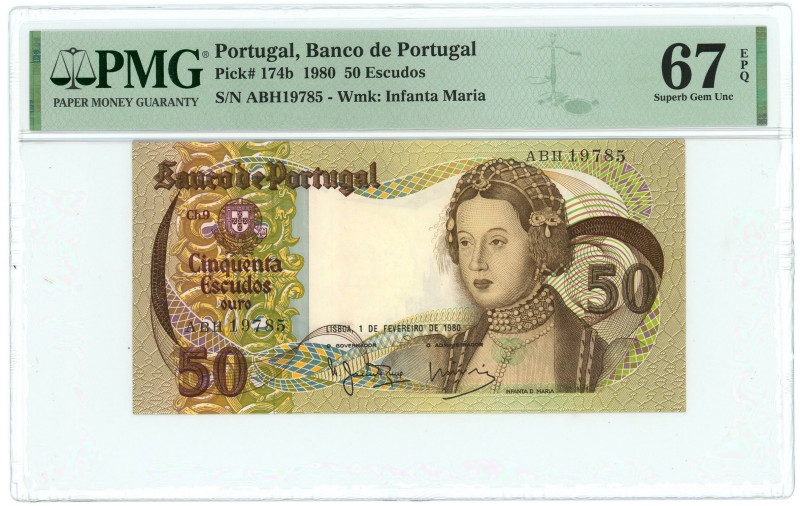 Portugal 50 Escudos 1980 PMG 67 EPQ Superb Gem UNC

P# 174b, N# 202803; # ABH1...