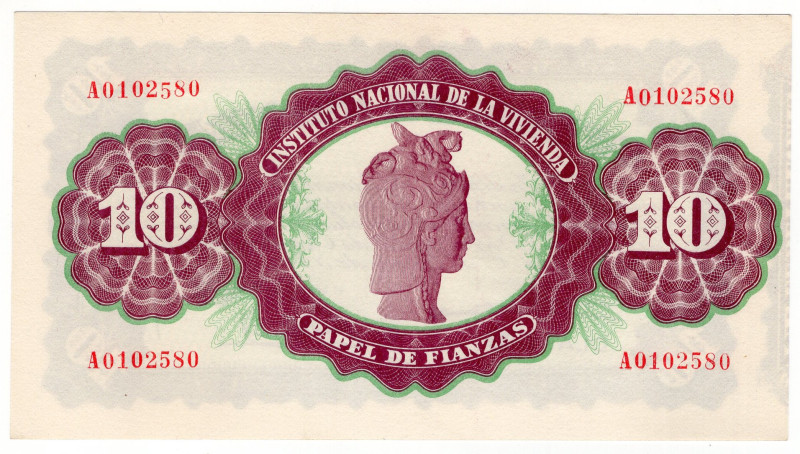 Spain Instituto Nacional de la Vivienda 10 Pesetas 1939

N# 371622; # A0102580...