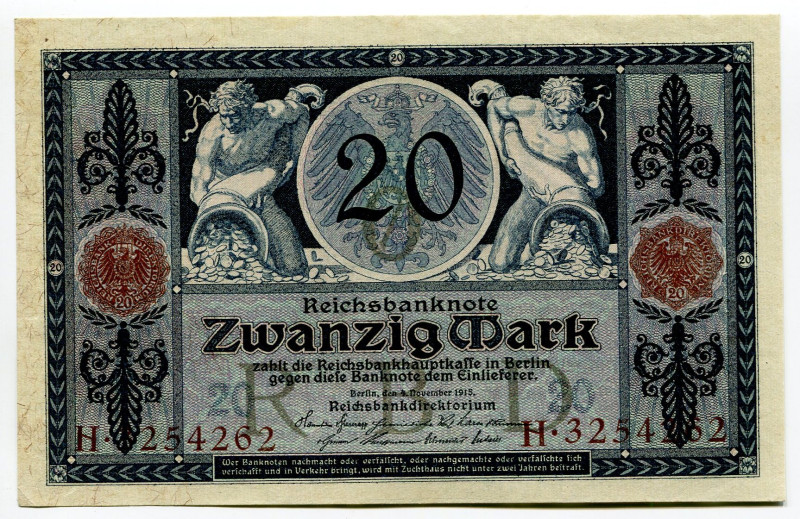 Germany - Empire 20 Mark 1915

P# 63, N# 203960; #254262; UNC